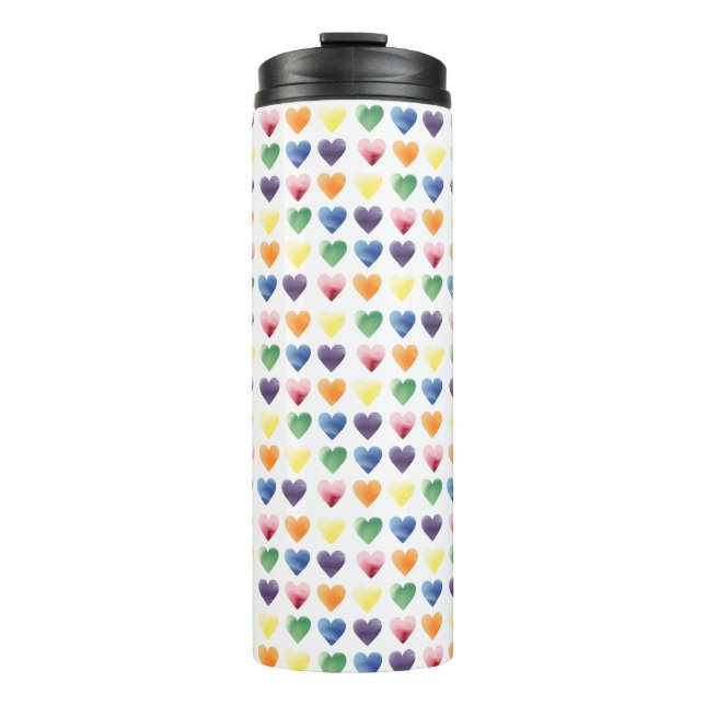 Rainbow Hearts Thermal Tumbler (Front)