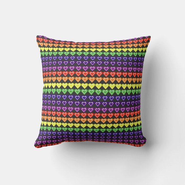 Rainbow hearts throw pillow (Back)