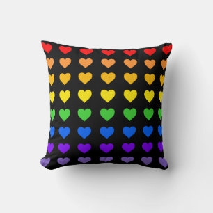 Rainbow Hearts  Throw Pillow