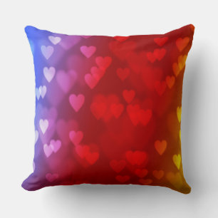 rainbow hearts valentines day pillow