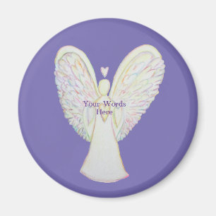 Rainbow Hearts White Angel Art Magnet