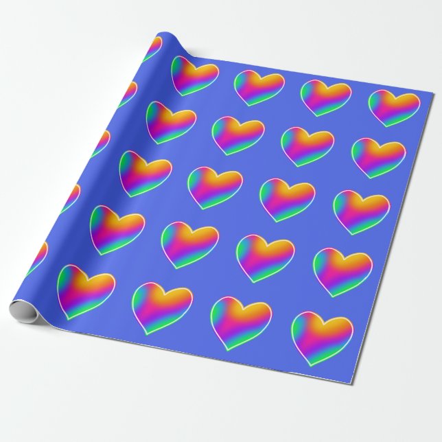 Rainbow Hearts Wrapping Paper (Unrolled)