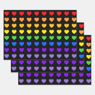 Rainbow Hearts Wrapping Paper Sheet