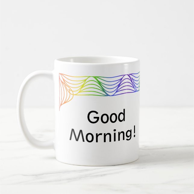 Rainbow Heat Wave Border Personalized Mug (Left)