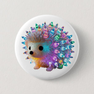 Rainbow Hedgehog Delight 2 Inch Round Button