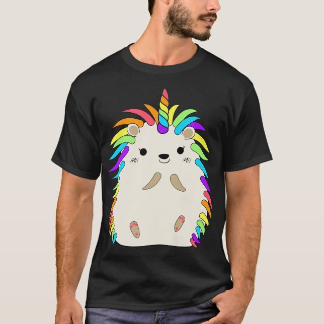 Rainbow Hedgehog Unicorn Funny Pet Animal Lover T-Shirt (Front)