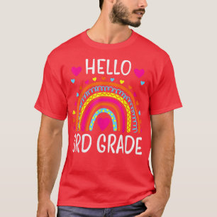 Rainbow Hello 3rd Grade Back To School Teacher Stu T-Shirt