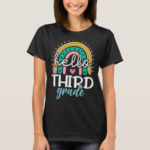 Rainbow Hello 3rd Grade Back To School Teacher Stu T-Shirt