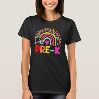 Rainbow Hello Pre K Back To School Teacher Student T-Shirt