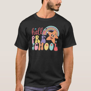 Rainbow Hello Preschool Teacher Student First Day T-Shirt
