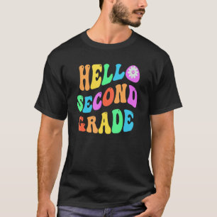 Rainbow Hello Second Grade Retro 2nd Gr Little Mis T-Shirt