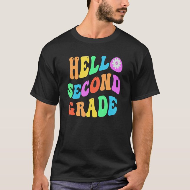 Rainbow Hello Second Grade Retro 2nd Gr Little Mis T-Shirt (Front)