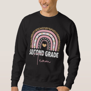 Rainbow Hello Second Grade Team 2nd Grade Squad Bo Sweatshirt