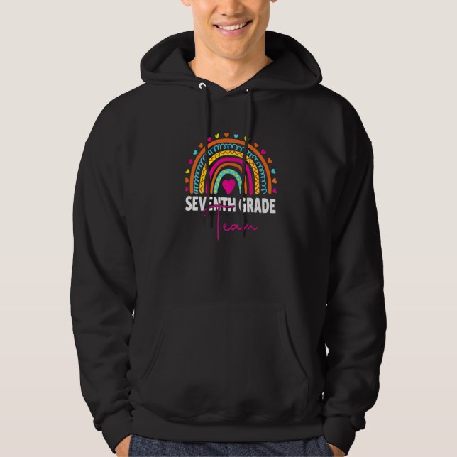 Rainbow Hello Seventh Grade Team  7th Grade Squad  Hoodie (Front)