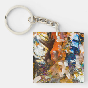 Rainbow Hematite Crystal Heart Valentines Keychain