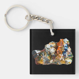 Rainbow Hematite Crystal Heart Valentines Keychain
