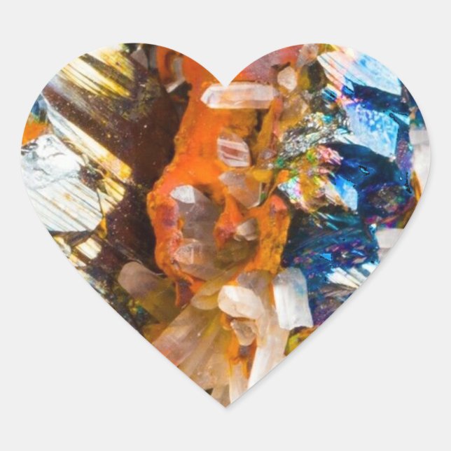 Rainbow Hematite Crystal Iridescent Gemstone Art Heart Sticker (Front)