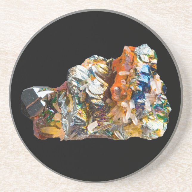 Rainbow Hematite Crystal Sandstone Coaster (Front)