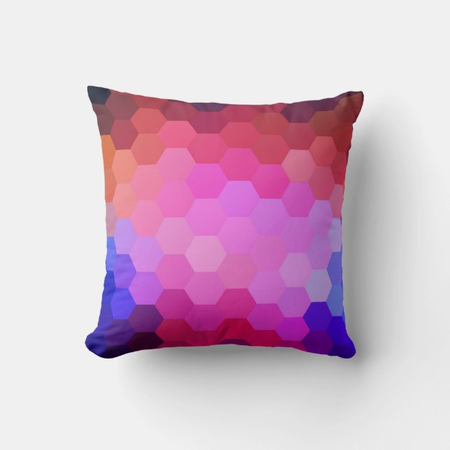 Rainbow Hexagon Chevron Pattern #2 Throw Pillow (Front)