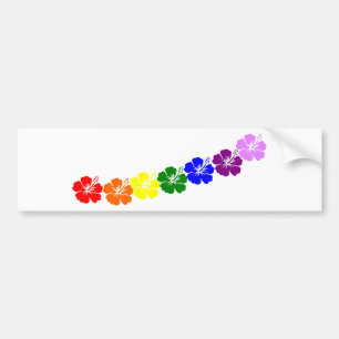 Rainbow hibiscus lei design bumper sticker