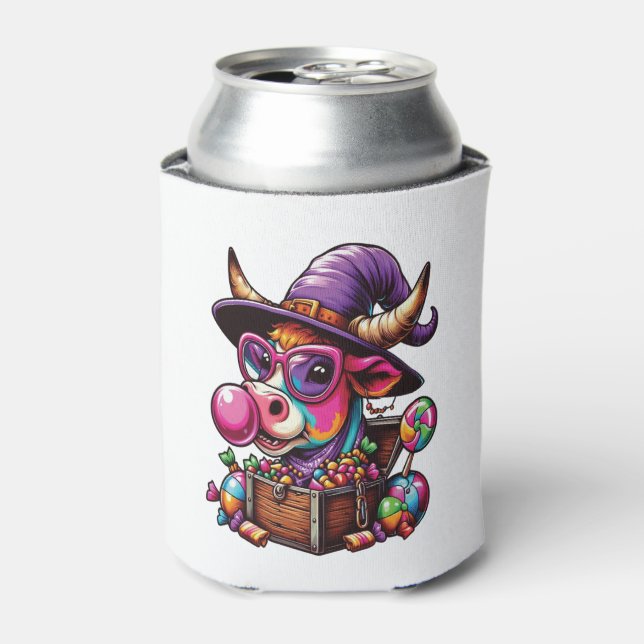 Rainbow Highland Cow Halloween Can Cooler (Can Front)