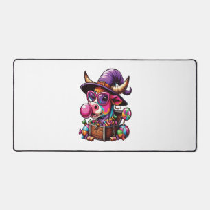 Rainbow Highland Cow Halloween Desk Mat