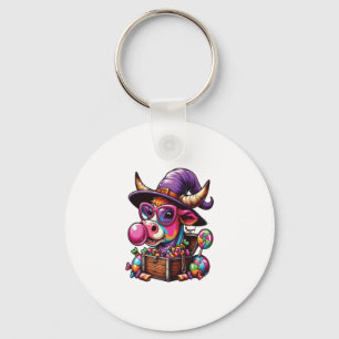 Rainbow Highland Cow Halloween Keychain