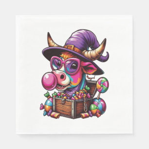 Rainbow Highland Cow Halloween Napkin