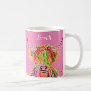 Rainbow highland cow Watercolor Nature Farm Animal Coffee Mug