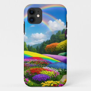 Rainbow Hills and Flowers Two iPhone 11 Case