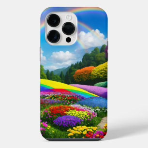 Rainbow Hills and Flowers Two iPhone 14 Pro Max Case