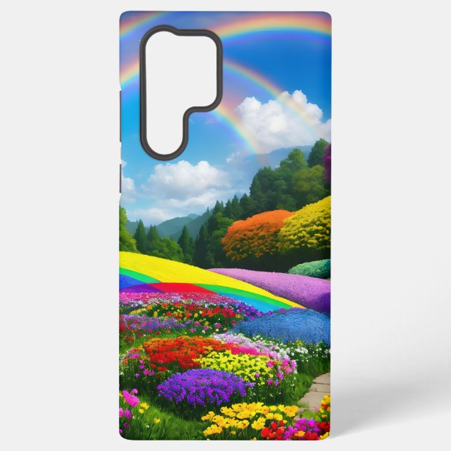 Rainbow Hills and Flowers Two Samsung Galaxy S22 Ultra Case (Back)