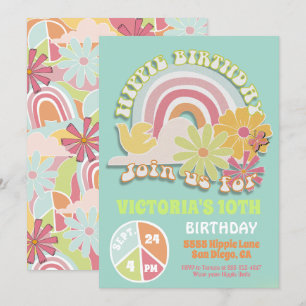 Rainbow Hippie Anniversaire Fête Invitation