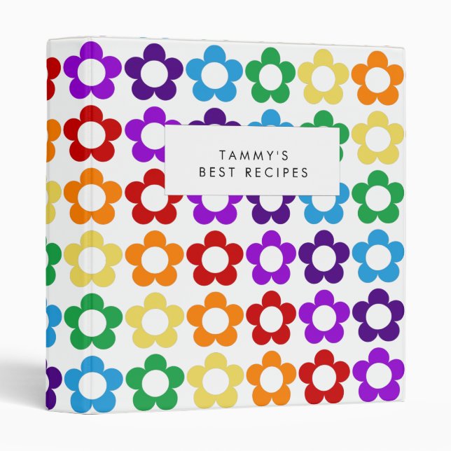 Rainbow hippie flowers pattern binder (Front/Spine)