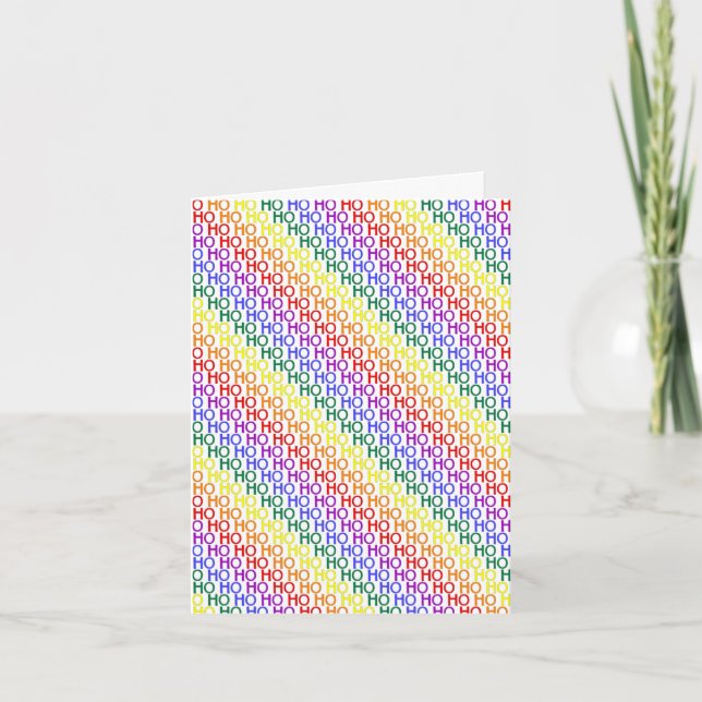 Rainbow Ho Ho Ho Pattern Folded Christmas Card (Front)