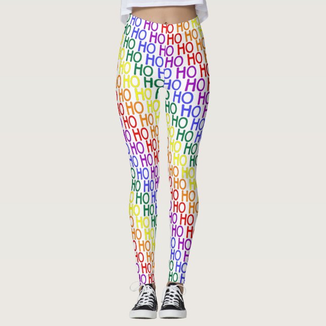Rainbow Ho Ho Ho Pattern Leggings (Front)