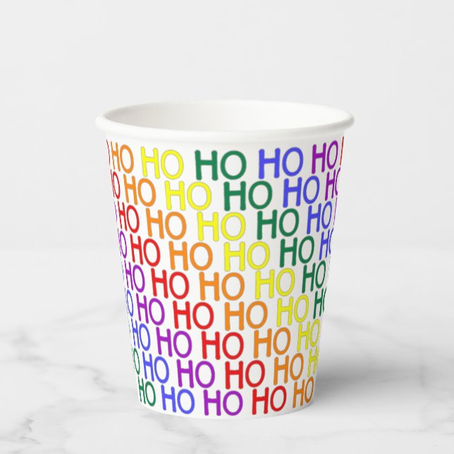Rainbow Ho Ho Ho Pattern Paper Cup (Front)