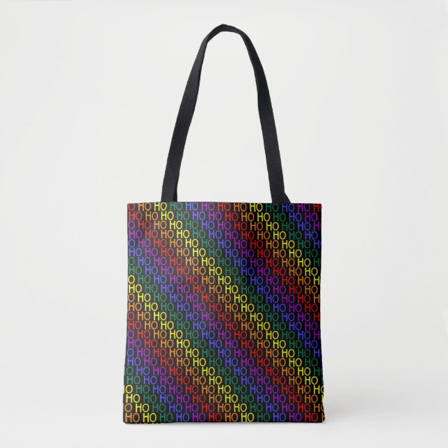 Rainbow Ho Ho Ho Pattern Tote Bag (Front)