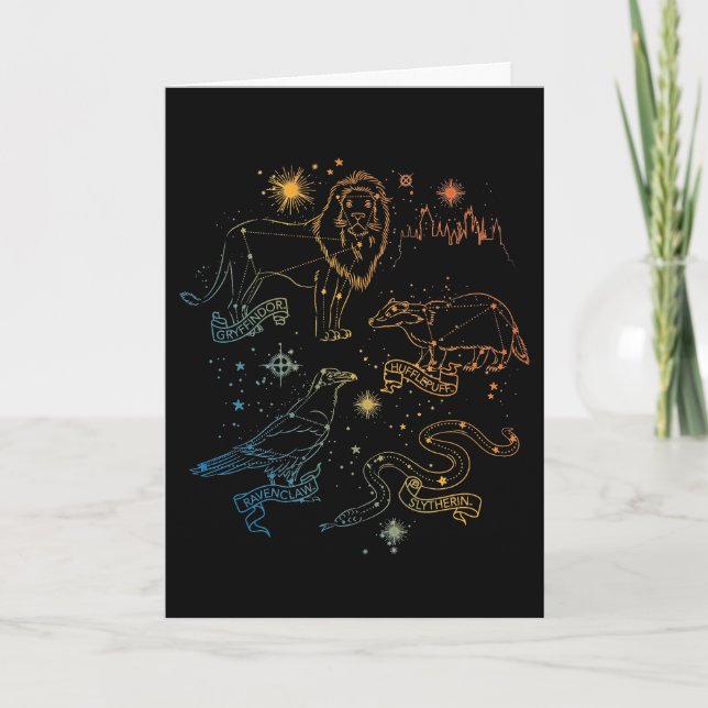 Rainbow HOGWARTS™ Houses Constellations Holiday Card (Front)