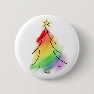 Rainbow Holiday Tree 2 Inch Round Button