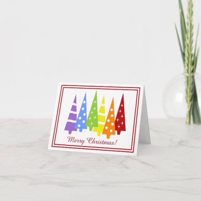 Rainbow Holiday Trees Card (Front)