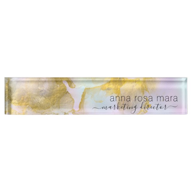 *~* Rainbow Holograghic Pastel Gold Foil Nameplate (Front)