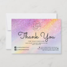 Rainbow Holograph Glitter Ombre Customer Thank You
