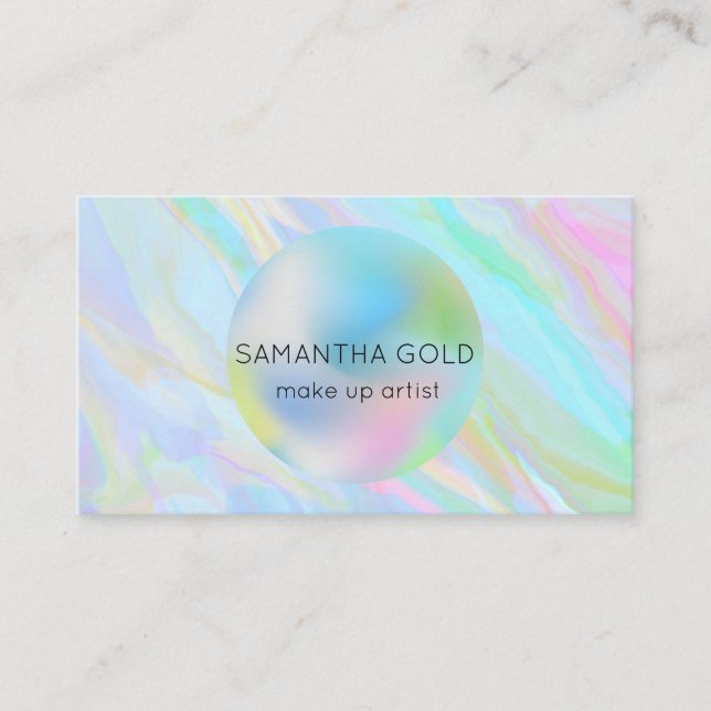 Rainbow Holographic Aesthetician Qr Code Business  Card (Front)