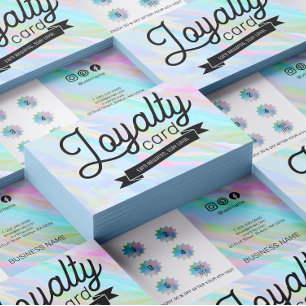 Rainbow Holographic Aesthetician Social Media Loyalty Card