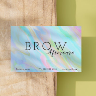 Rainbow Holographic Brow After Care Instructions Business Card