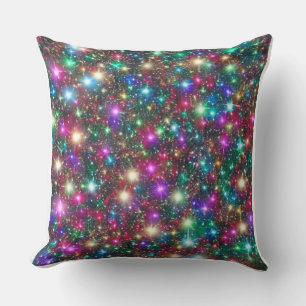 Rainbow Holographic & Colourful Starburst Decor Throw Pillow