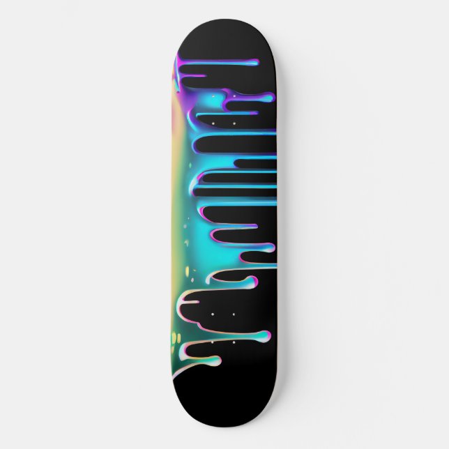 Rainbow holographic drip metal skateboard (Front)