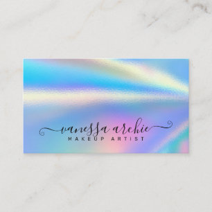 Rainbow Holographic Foil Beauty Service Business C Business Card