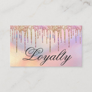 Rainbow Holographic Glitter Drips Loyalty Card